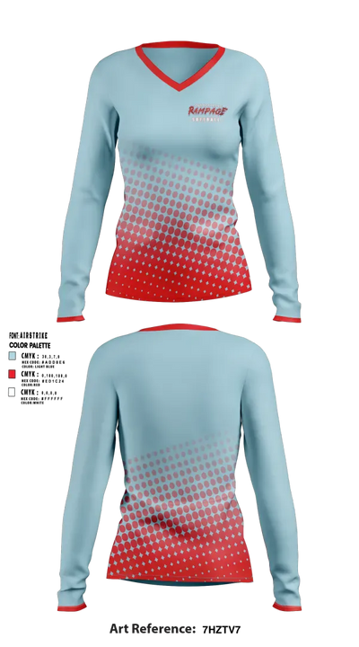 Porterville Rampage 10u 60294985 Women's Long Sleeve V-neck Shirt - 1