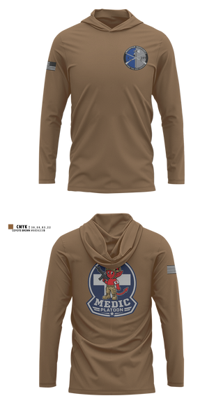 Long Sleeve Performance Shirt with hood, Medic, National Guard, Teamtime, Team time, sublimation, custom sports apparel, team uniforms, spirit wear, spiritwear, sports uniforms, custom shirts, team store, custom team store, fundraiser sports, apparel fundraiser