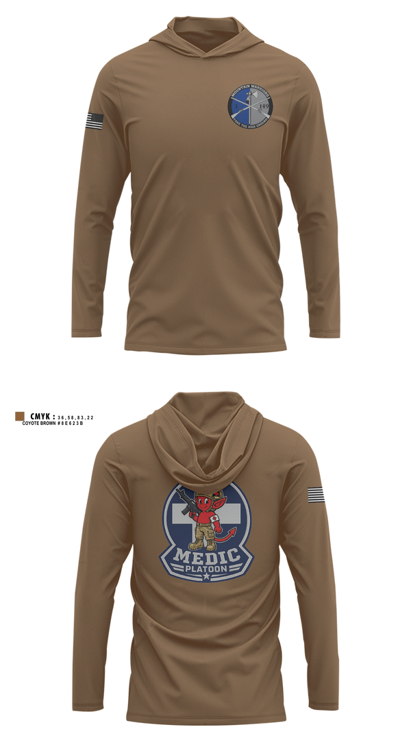 Long Sleeve Performance Shirt with hood, Medic, National Guard, Teamtime, Team time, sublimation, custom sports apparel, team uniforms, spirit wear, spiritwear, sports uniforms, custom shirts, team store, custom team store, fundraiser sports, apparel fundraiser