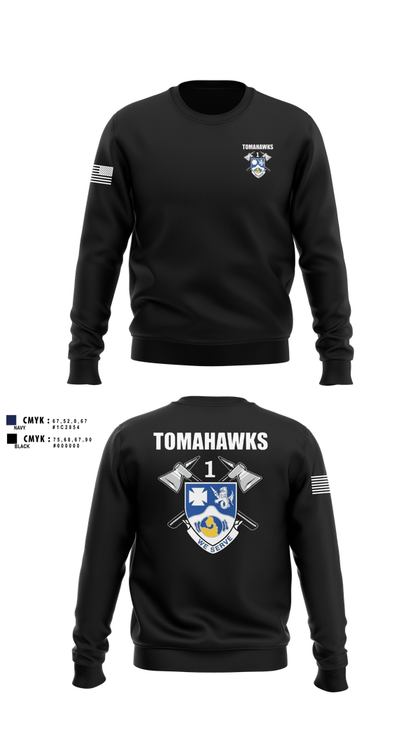 Crew Neck Sweatshirt, TOMAHAWKS 1-23 IN, Army, Teamtime, Team time, sublimation, custom sports apparel, team uniforms, spirit wear, spiritwear, sports uniforms, custom shirts, team store, custom team store, fundraiser sports, apparel fundraiser