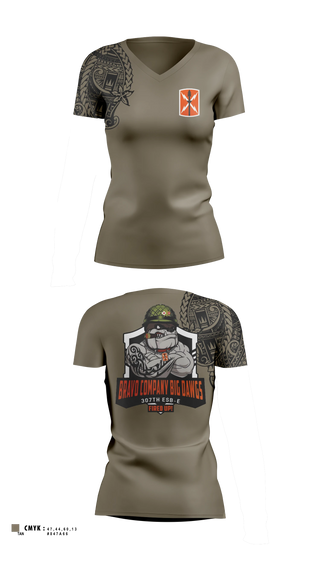 Womens Short Sleeve Vneck Shirt, Bravo 307th ESBE, Army, Teamtime, Team time, sublimation, custom sports apparel, team uniforms, spirit wear, spiritwear, sports uniforms, custom shirts, team store, custom team store, fundraiser sports, apparel fundraiser