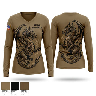 Womens Long Sleeve Vneck Shirt, 354th Chemical Co, Army, Teamtime, Team time, sublimation, custom sports apparel, team uniforms, spirit wear, spiritwear, sports uniforms, custom shirts, team store, custom team store, fundraiser sports, apparel fundraiser