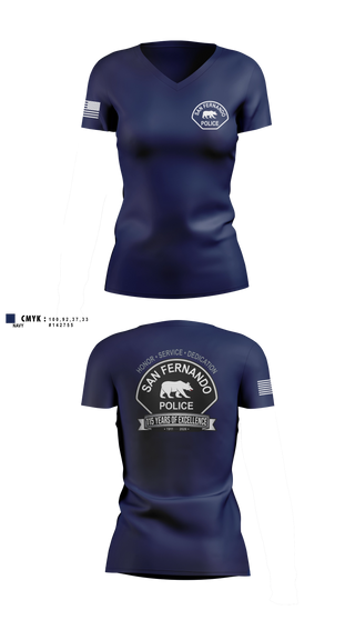 Womens Short Sleeve Vneck Shirt, San Fernando Police Department, Police, Teamtime, Team time, sublimation, custom sports apparel, team uniforms, spirit wear, spiritwear, sports uniforms, custom shirts, team store, custom team store, fundraiser sports, apparel fundraiser