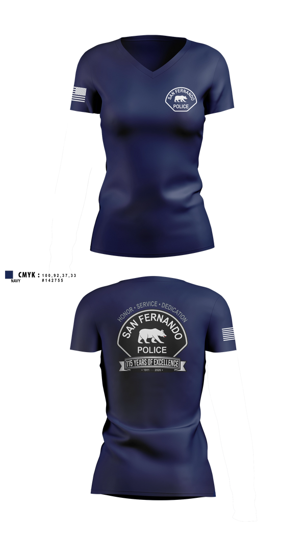 Womens Short Sleeve Vneck Shirt, San Fernando Police Department, Police, Teamtime, Team time, sublimation, custom sports apparel, team uniforms, spirit wear, spiritwear, sports uniforms, custom shirts, team store, custom team store, fundraiser sports, apparel fundraiser