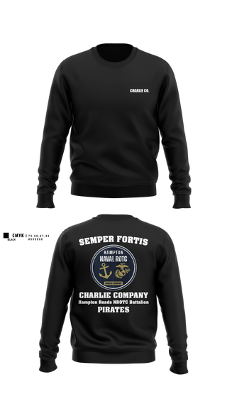 Crew Neck Sweatshirt, Charlie Company Pirates, Navy, Teamtime, Team time, sublimation, custom sports apparel, team uniforms, spirit wear, spiritwear, sports uniforms, custom shirts, team store, custom team store, fundraiser sports, apparel fundraiser