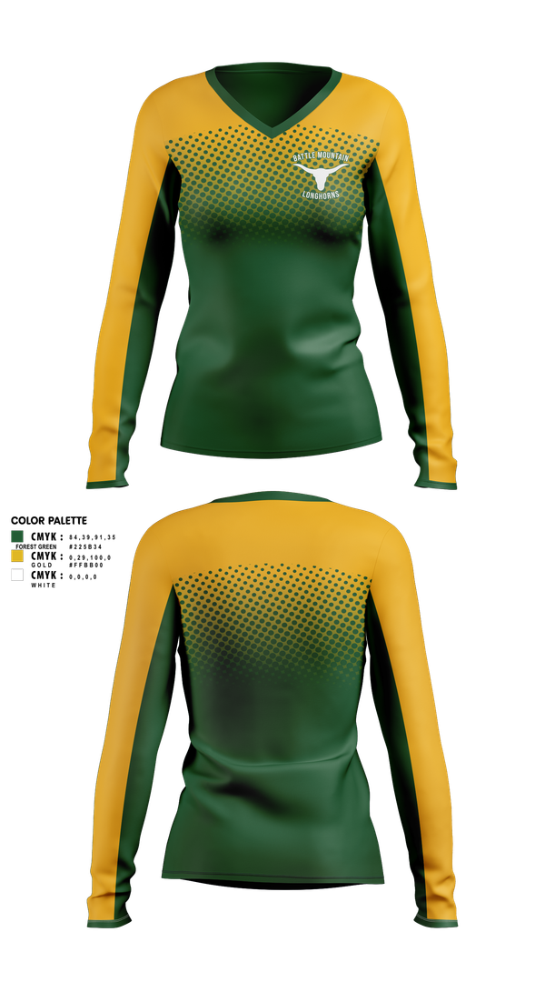 Womens Long Sleeve Vneck Shirt, Battle Mountain Longhorns, Wrestling, Teamtime, Team time, sublimation, custom sports apparel, team uniforms, spirit wear, spiritwear, sports uniforms, custom shirts, team store, custom team store, fundraiser sports, apparel fundraiser