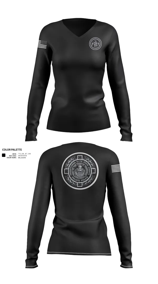 Womens Long Sleeve Vneck Shirt, PA S.I.T.E. STATE AGENTS PRIVATE POLICE, , Teamtime, Team time, sublimation, custom sports apparel, team uniforms, spirit wear, spiritwear, sports uniforms, custom shirts, team store, custom team store, fundraiser sports, apparel fundraiser