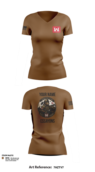 Womens Short Sleeve Vneck Shirt, 279 EN DET, Army, Teamtime, Team time, sublimation, custom sports apparel, team uniforms, spirit wear, spiritwear, sports uniforms, custom shirts, team store, custom team store, fundraiser sports, apparel fundraiser