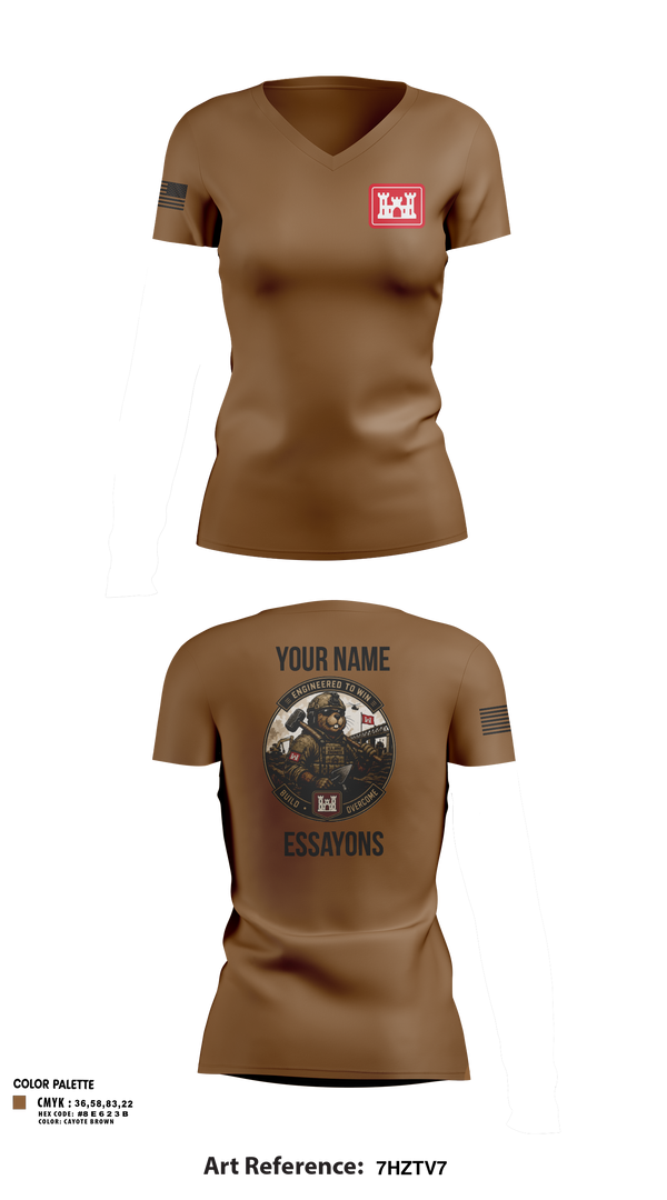 Womens Short Sleeve Vneck Shirt, 279 EN DET, Army, Teamtime, Team time, sublimation, custom sports apparel, team uniforms, spirit wear, spiritwear, sports uniforms, custom shirts, team store, custom team store, fundraiser sports, apparel fundraiser