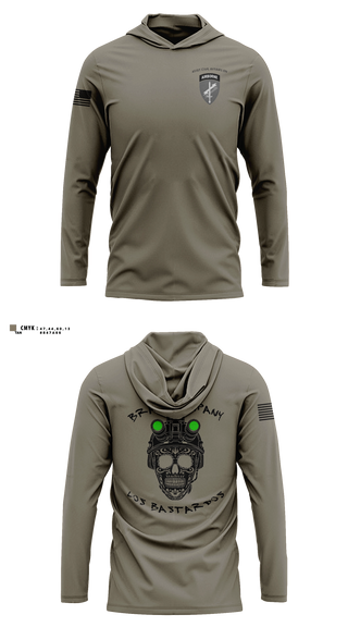 Long Sleeve hooded sunshirt, 451 B Co Los Bastardos451 B Co Los Bastardos, Army, Teamtime, Team time, sublimation, custom sports apparel, team uniforms, spirit wear, spiritwear, sports uniforms, custom shirts, team store, custom team store, fundraiser sports, apparel fundraiser