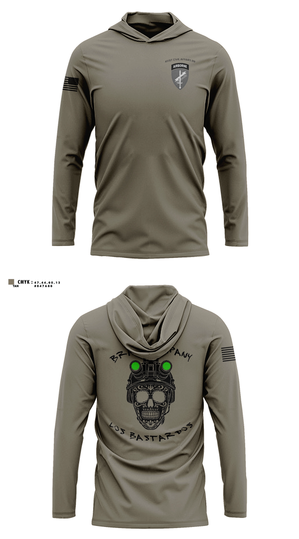 Long Sleeve hooded sunshirt, 451 B Co Los Bastardos451 B Co Los Bastardos, Army, Teamtime, Team time, sublimation, custom sports apparel, team uniforms, spirit wear, spiritwear, sports uniforms, custom shirts, team store, custom team store, fundraiser sports, apparel fundraiser