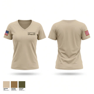 Womens Short Sleeve Vneck Shirt, Susquehanna County Sheriff, Police, Teamtime, Team time, sublimation, custom sports apparel, team uniforms, spirit wear, spiritwear, sports uniforms, custom shirts, team store, custom team store, fundraiser sports, apparel fundraiser