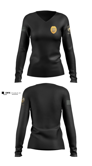 Womens Long Sleeve Vneck Shirt, Vigilant Security Solutions, Police, Teamtime, Team time, sublimation, custom sports apparel, team uniforms, spirit wear, spiritwear, sports uniforms, custom shirts, team store, custom team store, fundraiser sports, apparel fundraiser