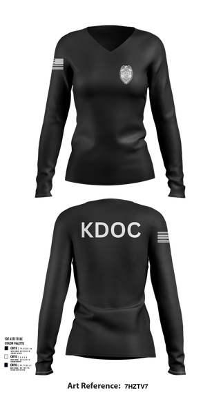 Womens Long Sleeve Vneck Shirt, KDOC, Police, Teamtime, Team time, sublimation, custom sports apparel, team uniforms, spirit wear, spiritwear, sports uniforms, custom shirts, team store, custom team store, fundraiser sports, apparel fundraiser