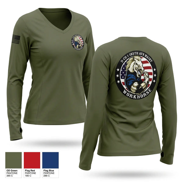 Womens Long Sleeve Vneck Shirt, D Co. 1-185th, Army, Teamtime, Team time, sublimation, custom sports apparel, team uniforms, spirit wear, spiritwear, sports uniforms, custom shirts, team store, custom team store, fundraiser sports, apparel fundraiser