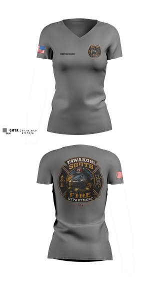 Womens Short Sleeve Vneck Shirt, Tawakoni South Volunteer Fire Department, Fire Department, Teamtime, Team time, sublimation, custom sports apparel, team uniforms, spirit wear, spiritwear, sports uniforms, custom shirts, team store, custom team store, fundraiser sports, apparel fundraiser