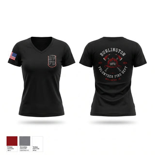 Womens Short Sleeve Vneck Shirt, Burlington Volunteer Fire Department (BVFD), Fire Department, Teamtime, Team time, sublimation, custom sports apparel, team uniforms, spirit wear, spiritwear, sports uniforms, custom shirts, team store, custom team store, fundraiser sports, apparel fundraiser