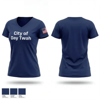 Womens Short Sleeve Vneck Shirt, City of Day Twah, Police, Teamtime, Team time, sublimation, custom sports apparel, team uniforms, spirit wear, spiritwear, sports uniforms, custom shirts, team store, custom team store, fundraiser sports, apparel fundraiser