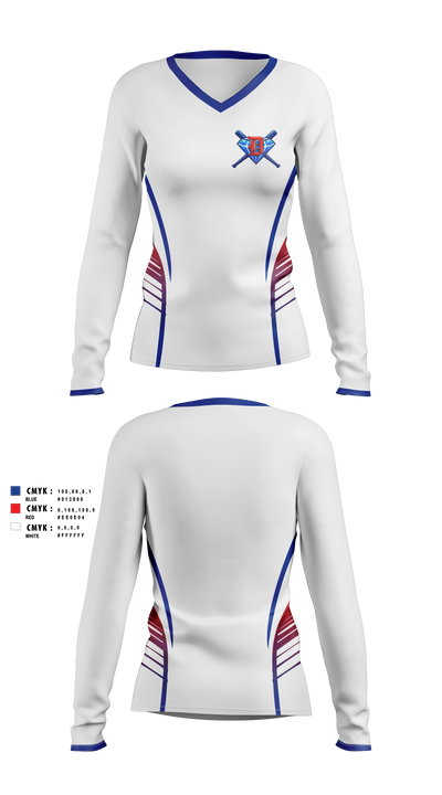 Dinwiddie Diamond Youth Softball Women's Long Sleeve V-neck Shirt - 2