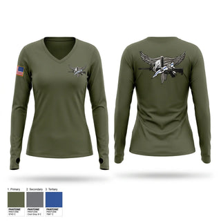 Womens Long Sleeve Vneck Shirt, Special Reaction Team, Marines, Teamtime, Team time, sublimation, custom sports apparel, team uniforms, spirit wear, spiritwear, sports uniforms, custom shirts, team store, custom team store, fundraiser sports, apparel fundraiser
