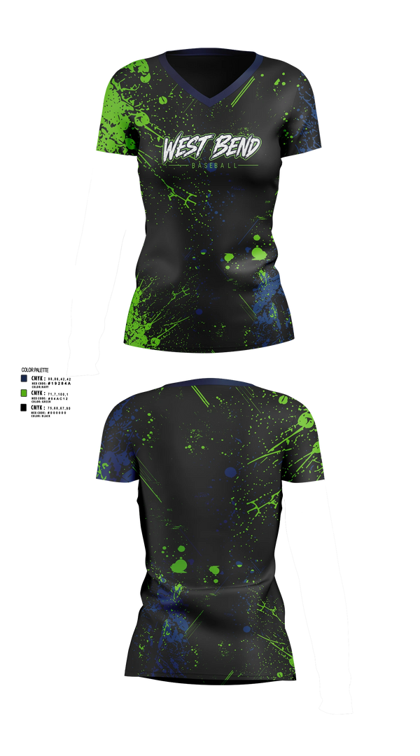 Womens Short Sleeve Vneck Shirt, West bend bulldogs, Baseball, Teamtime, Team time, sublimation, custom sports apparel, team uniforms, spirit wear, spiritwear, sports uniforms, custom shirts, team store, custom team store, fundraiser sports, apparel fundraiser