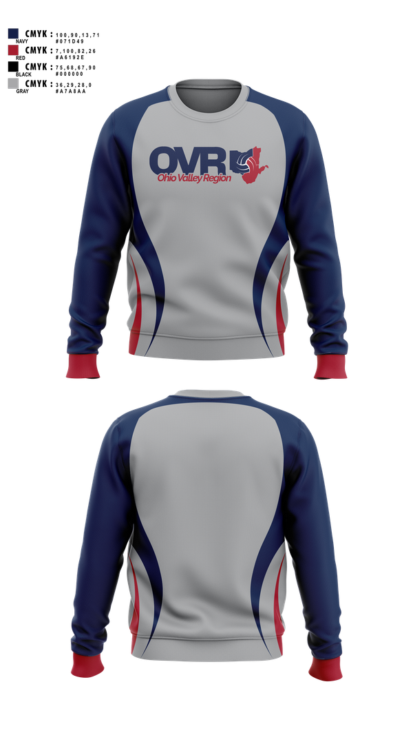 Crew Neck Sweatshirt, Ohio Valley Region Volleyball, Women's Volleyball, Teamtime, Team time, sublimation, custom sports apparel, team uniforms, spirit wear, spiritwear, sports uniforms, custom shirts, team store, custom team store, fundraiser sports, apparel fundraiser