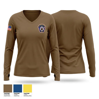 Womens Long Sleeve Vneck Shirt, Anderson Wildland, Fire Department, Teamtime, Team time, sublimation, custom sports apparel, team uniforms, spirit wear, spiritwear, sports uniforms, custom shirts, team store, custom team store, fundraiser sports, apparel fundraiser