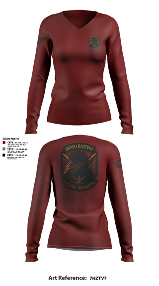 Womens Long Sleeve Vneck Shirt, Bravo 3-6 ADA, Army, Teamtime, Team time, sublimation, custom sports apparel, team uniforms, spirit wear, spiritwear, sports uniforms, custom shirts, team store, custom team store, fundraiser sports, apparel fundraiser