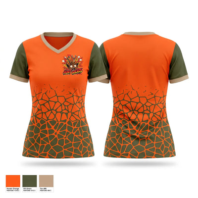 Hunt Heads Social Club Women's Short Sleeve V-neck Shirt - 1