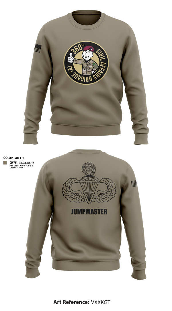 Crew Neck Sweatshirt, 360 CA BDE (Airborne), Army, Teamtime, Team time, sublimation, custom sports apparel, team uniforms, spirit wear, spiritwear, sports uniforms, custom shirts, team store, custom team store, fundraiser sports, apparel fundraiser