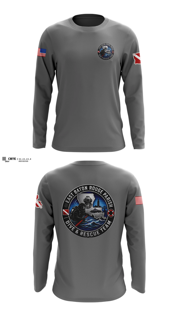 Long Sleeve Performance Shirt, East Baton Rouge Parish Dive & Rescue Team, Fire Department, Teamtime, Team time, sublimation, custom sports apparel, team uniforms, spirit wear, spiritwear, sports uniforms, custom shirts, team store, custom team store, fundraiser sports, apparel fundraiser