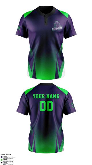 Two Button Softball Jersey, Santa Nella Nightmares, Softball, Teamtime, Team time, sublimation, custom sports apparel, team uniforms, spirit wear, spiritwear, sports uniforms, custom shirts, team store, custom team store, fundraiser sports, apparel fundraiser