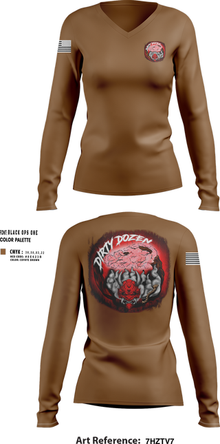 Womens Long Sleeve Vneck Shirt, Dirty Dozen, , Teamtime, Team time, sublimation, custom sports apparel, team uniforms, spirit wear, spiritwear, sports uniforms, custom shirts, team store, custom team store, fundraiser sports, apparel fundraiser