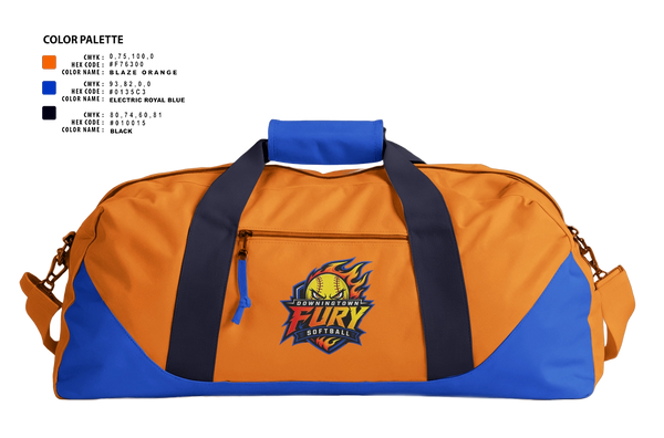 Duffle Bag, Downingtown Fury, Softball, Teamtime, Team time, sublimation, custom sports apparel, team uniforms, spirit wear, spiritwear, sports uniforms, custom shirts, team store, custom team store, fundraiser sports, apparel fundraiser
