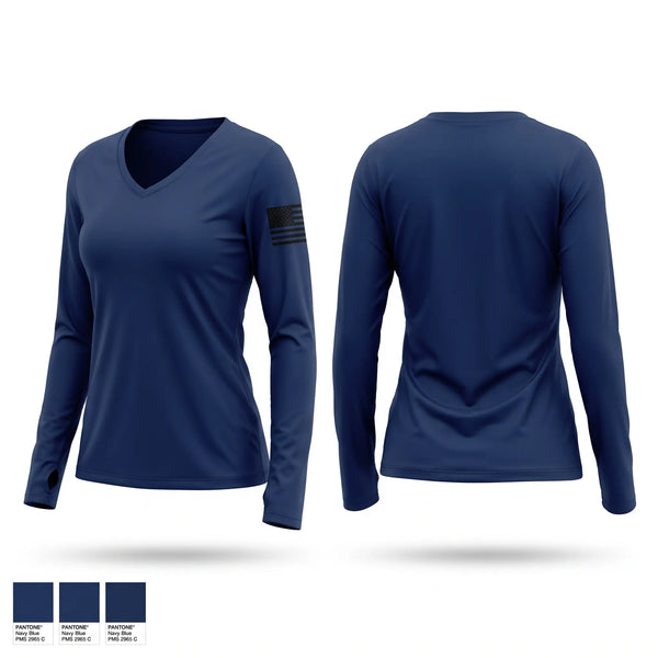 Womens Long Sleeve Vneck Shirt, Jackson Police Department, Police, Teamtime, Team time, sublimation, custom sports apparel, team uniforms, spirit wear, spiritwear, sports uniforms, custom shirts, team store, custom team store, fundraiser sports, apparel fundraiser