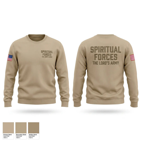 Crew Neck Sweatshirt, Spiritual Forces The Lords Army, Army, Teamtime, Team time, sublimation, custom sports apparel, team uniforms, spirit wear, spiritwear, sports uniforms, custom shirts, team store, custom team store, fundraiser sports, apparel fundraiser