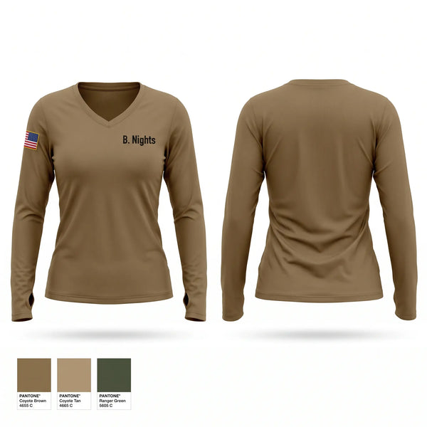 Womens Long Sleeve Vneck Shirt, B-Nights, Police, Teamtime, Team time, sublimation, custom sports apparel, team uniforms, spirit wear, spiritwear, sports uniforms, custom shirts, team store, custom team store, fundraiser sports, apparel fundraiser