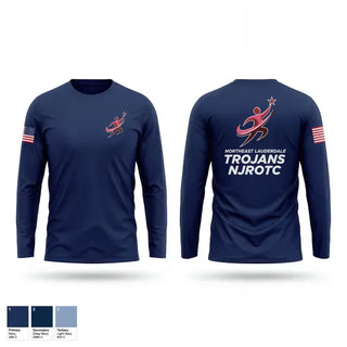 Long Sleeve Performance Shirt, Northeast Lauderdale Trojans NJROTC, Navy, Teamtime, Team time, sublimation, custom sports apparel, team uniforms, spirit wear, spiritwear, sports uniforms, custom shirts, team store, custom team store, fundraiser sports, apparel fundraiser