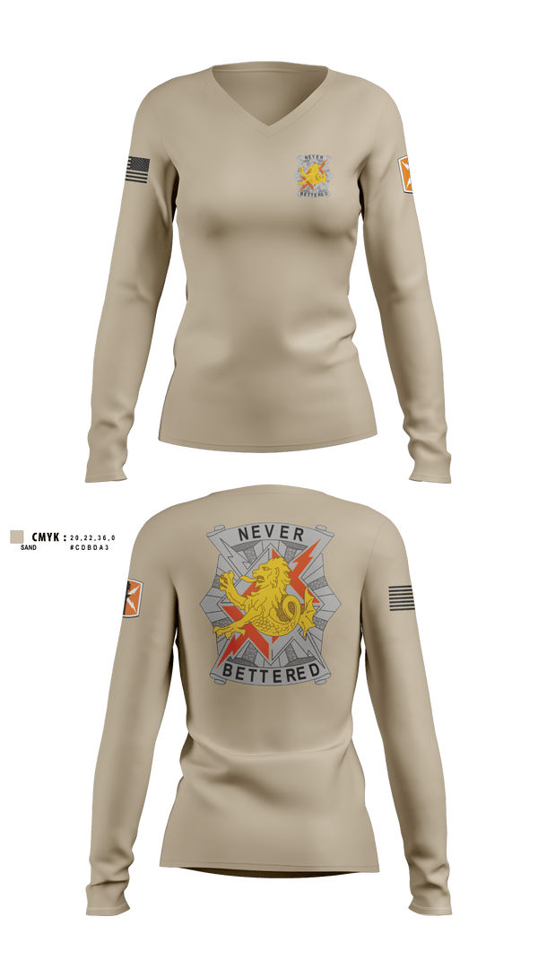 Womens Long Sleeve Vneck Shirt, 78th Signal Battalion, Army, Teamtime, Team time, sublimation, custom sports apparel, team uniforms, spirit wear, spiritwear, sports uniforms, custom shirts, team store, custom team store, fundraiser sports, apparel fundraiser