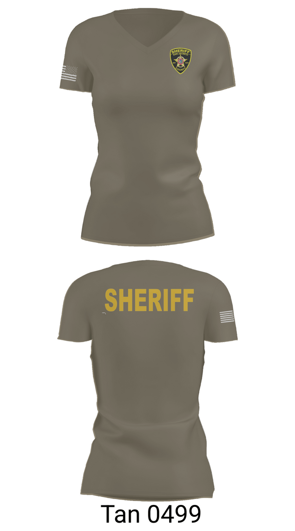 Womens Short Sleeve Vneck Shirt, San Jacinto County Sheriff's Office, Police, Teamtime, Team time, sublimation, custom sports apparel, team uniforms, spirit wear, spiritwear, sports uniforms, custom shirts, team store, custom team store, fundraiser sports, apparel fundraiser