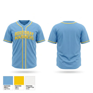 Full Button Baseball Jersey, Boothbay Mariners, Baseball, Teamtime, Team time, sublimation, custom sports apparel, team uniforms, spirit wear, spiritwear, sports uniforms, custom shirts, team store, custom team store, fundraiser sports, apparel fundraiser