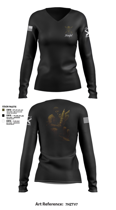 Hateful Hotel 2nd Plt 51321648 Women's Long Sleeve V-neck Shirt - 3