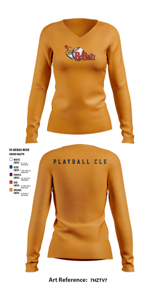 Womens Long Sleeve Vneck Shirt, B Buzz Baseball League, Baseball, Teamtime, Team time, sublimation, custom sports apparel, team uniforms, spirit wear, spiritwear, sports uniforms, custom shirts, team store, custom team store, fundraiser sports, apparel fundraiser