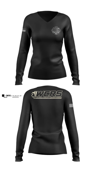 Womens Long Sleeve Vneck Shirt, Winston County Rescue Squad, EMS/EMT, Teamtime, Team time, sublimation, custom sports apparel, team uniforms, spirit wear, spiritwear, sports uniforms, custom shirts, team store, custom team store, fundraiser sports, apparel fundraiser