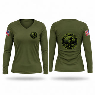 Womens Long Sleeve Vneck Shirt, FCSO K9 UNIT, Police, Teamtime, Team time, sublimation, custom sports apparel, team uniforms, spirit wear, spiritwear, sports uniforms, custom shirts, team store, custom team store, fundraiser sports, apparel fundraiser