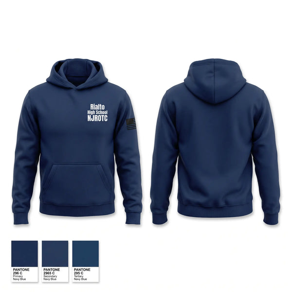 Hoodie, Rialto High School NJROTC, Navy, Teamtime, Team time, sublimation, custom sports apparel, team uniforms, spirit wear, spiritwear, sports uniforms, custom shirts, team store, custom team store, fundraiser sports, apparel fundraiser