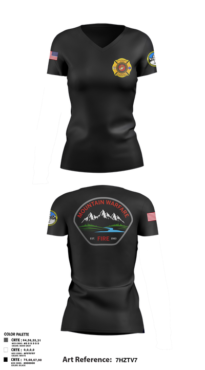Marine Corps Mountain Warfare Training Center Fire Department 41101347 Women's Short Sleeve V-neck Shirt - 3