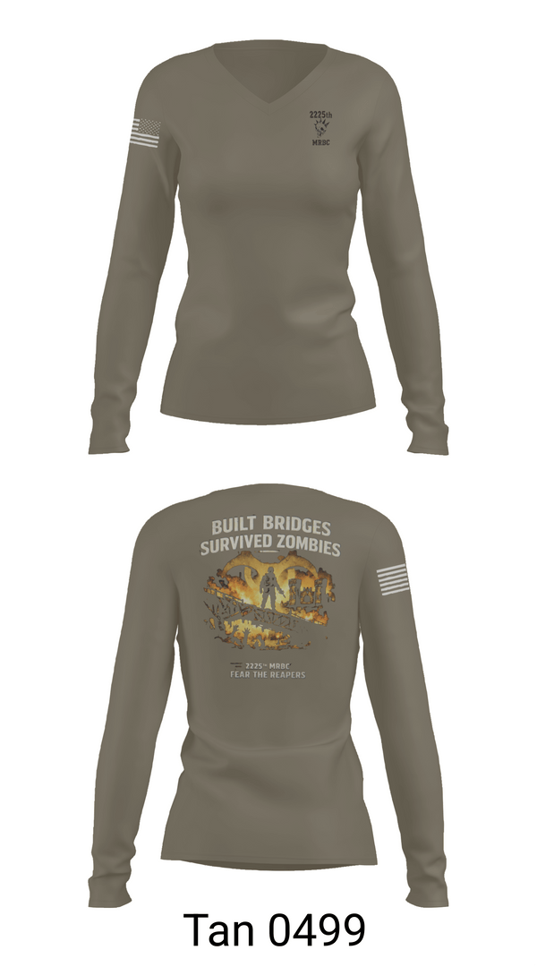 Womens Long Sleeve Vneck Shirt, 2225th MRBC, National Guard, Teamtime, Team time, sublimation, custom sports apparel, team uniforms, spirit wear, spiritwear, sports uniforms, custom shirts, team store, custom team store, fundraiser sports, apparel fundraiser