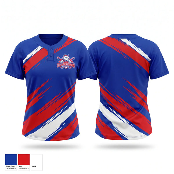 Two Button Softball Jersey, NorCal Diamond Dogs, Softball, Teamtime, Team time, sublimation, custom sports apparel, team uniforms, spirit wear, spiritwear, sports uniforms, custom shirts, team store, custom team store, fundraiser sports, apparel fundraiser