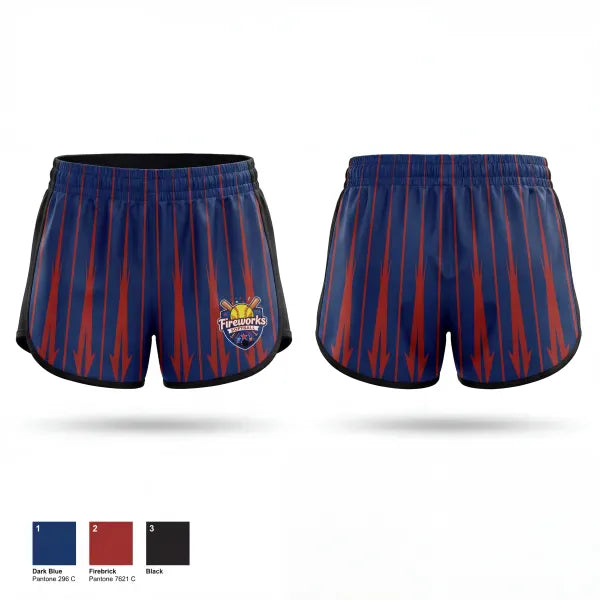 Womens Shorts, Fireworks, Softball, Teamtime, Team time, sublimation, custom sports apparel, team uniforms, spirit wear, spiritwear, sports uniforms, custom shirts, team store, custom team store, fundraiser sports, apparel fundraiser